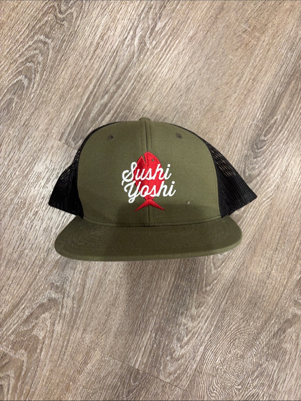 Sushi Yoshi Olive & Black Mesh Trucker Hat